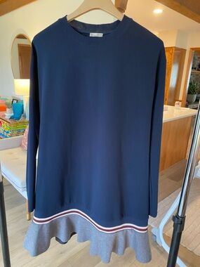 Zara Navy Crewneck Long Sleeve Top